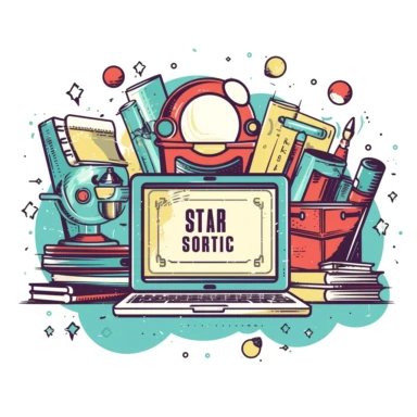 simple retro clipart style of e-learning
