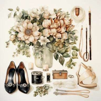 watercolour, wedding theme, different object from this theme, clipart, white background