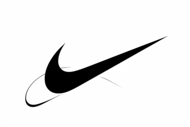 Light painted simple clipart logo, small [Nike swoosh] logo on a [white] background. Clean crisp illustration. Bold colors. Ultra minimalistic. Separate logo from background