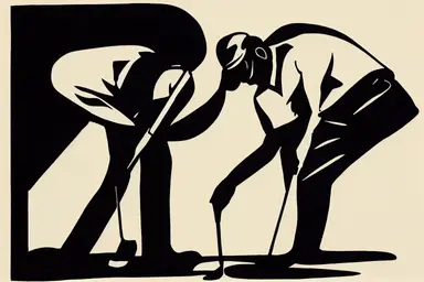 golf silhouette, linocut, clipart