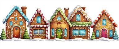 Realistic colorful gingerbread house, realistic, colorful, beautiful, vivid color, christmas, snow soil, hyperrealistic, white background, style by Lucy Fleming, watercolor, smooth gradients, black contour outline, ultra detailed, clipart elements, delicate pastel colors, solid white background, super clear, high quality