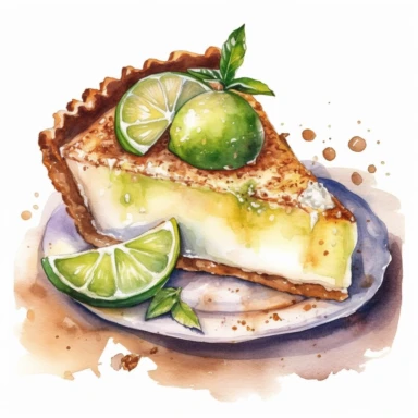 watercolor key lime pie clipart , 8k, hd,hyper-detailed, super cute