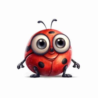A Cute Ladybug, disney style, clip art, hand drawing art style, white background