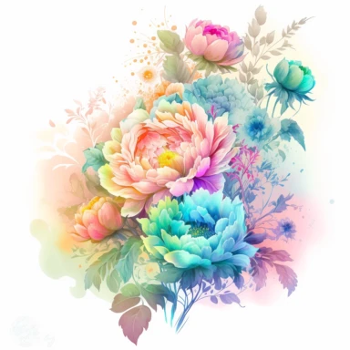 soft colorful neon pastel colored floral arrangement clipart, soft and subtle, colorful neon fairy pastel colors watercolor style, fawncore, plain white background, colorful neon pastel roses peonies gerberas tulips, excellent depth of shading in soft watercolor style, neon pastel colorful soft watercolor artwork, plain white background for transparent editing