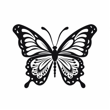 butterfly nature black silhouette vector flat simple identification symbol white backround white background minimalistic clipart png svg