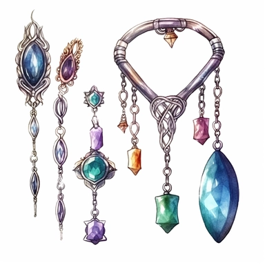 disco jewelry, watercolor sketch clipart isolated on white background