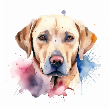 a Labrador Retriever dog, head shot, high quality, 4K, watercolor, clipart, white background