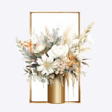 watercolour beautiful realistic white real floral wedding flower spray on gold rectangle tall frame stand realistic elegant wedding floral display stand with white glitter wedding flowers ,clip art graphics , PNG image,transparent background ,ultra highly detailed, 18k, sharp focus, bright photo with vibrant colours, digitally enhanced,photographic, enhanced graphics, png format, straight, sharp focus, bright lighting, intricate detailed png image ,high definition,300dpi,graphic clipart,computer