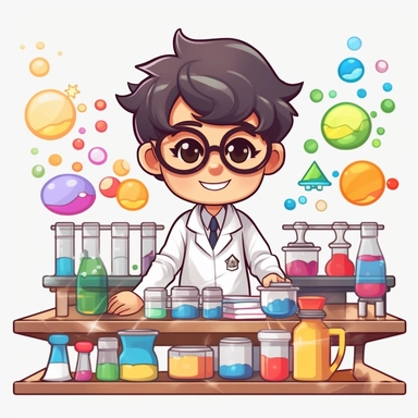 kawaii japanese style rainbow science lab filled with bubbling test tubes, beakers, and a quirky scientist conducting experiments with funny results, Best quality, 8K, HD, white background, no background, sublimation file, png, 2d, Cute kawaii style, vect