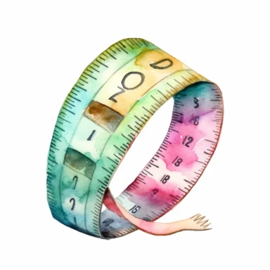 watercolor Vintage measuring tape, pink and mint, high quality, clipart, white background