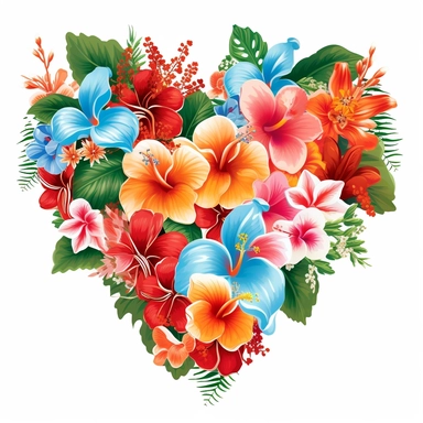 heartshaped, hawaiian flowers, clipart