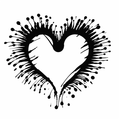 black clipart, baby feet in heart shape thick black lines, white background