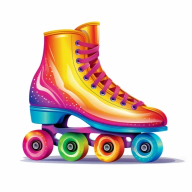 rainbow Vector Clipart with roller skates Side view , Vector Style, High quality, White Background