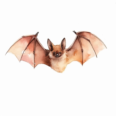 a minimal watercolor clipart of a bat, white background