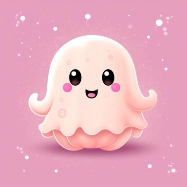 halloween spooky pink ghost cute clipart, in the style of kawaii, background is only white