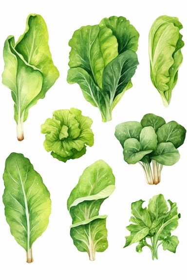 lettuce watercolor clipart cute isolated on white background