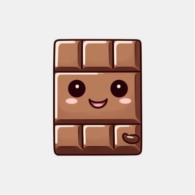 Kawaii chocolate bar clipart, hd on white background, hyper detailed, soft tones spaced out ar 3:2