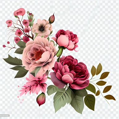 pink flowers illustration, Greeting card Birthday Flower Wish Rose, Hand-painted flowers transparent background PNG clipart