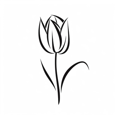 minimalist tulip clipart by using simple, clean lines to outline the shape of a tulip. isolated on white background, different sizes and proportions to achieve a desired look. Consider adding a slight curve to the stem for a more organic feel.