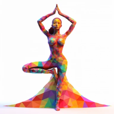 3D Empowering Women, Embracing Wellness: International Yoga Day! illustartion Clipart, Colorful, Retro, highly detailed, white background 8k