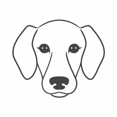 simple outline of a front facing Dachshund dog head, kids cartoon, minimalist, black on white, lineart, 2d flat file, silhouette, clipart, svg