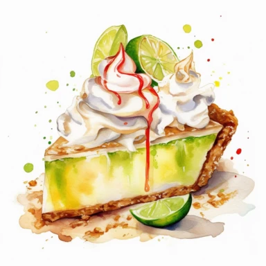 watercolor key lime pie clipart, hd, 8k, hyper detailed, super cute