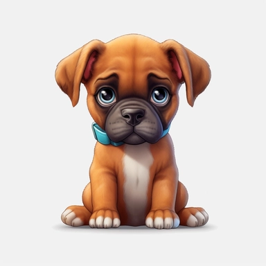 Boxer puppy, Clipart, Digital art, kawaii, disney style, hyperdetailed, 1080p, Ultra-HD no background