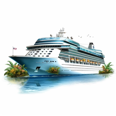 photorealistic cruise clipart,on white background with margins