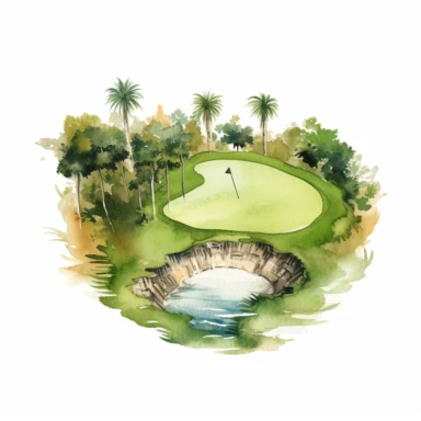watercolor golf hole clipart, white background