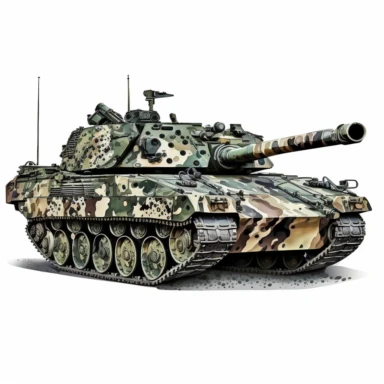 German leopard 2 tank clipart white baground facing in right direction