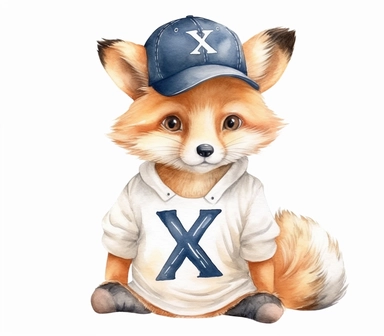 create watercolor clipart of letter x , cute animal in baseball costumes with baseball, incredibly high detail, 16k, gorgeous, white background