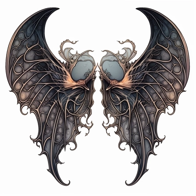 realistic clipart of bat wings with gothic design, vector design, digital painting, white background