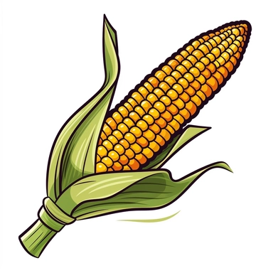 1 corn clipart, white background, simplified,