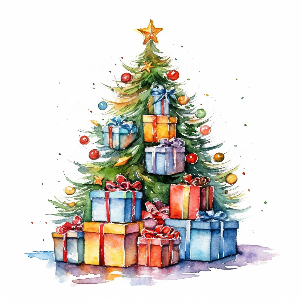 christmas tree with presents clipart