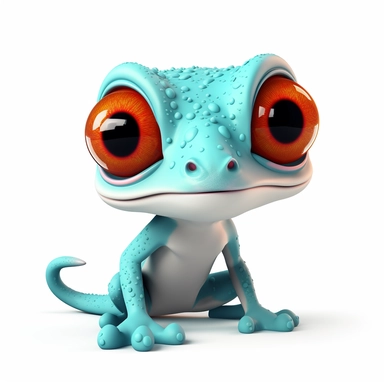 cute gecko clipart, white background, no font