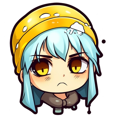 Crying Face, intense sadness, grief, heartbreak, crying, tears, flowing tears, icy yellow hair, brown eyes, cute korean male, cartoon realism, chibi style, yellow hard hat, snow, clip art, in discord sticker style, in comics style, cell shading, kawaii, sticker, white background, die cut