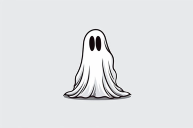 black and white solid black on white ghost svg clipart simple line work vector, solid colors, no shading, white background, only 2 colors