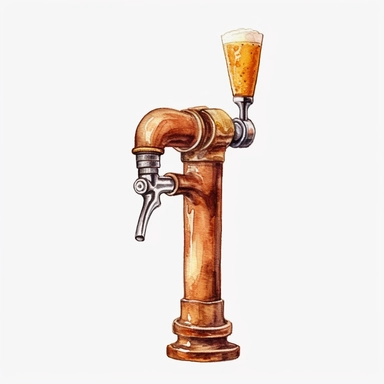 A Beer Tap, , full color, clipart, watercolor illustration, single object, high definition 8k, white background for removing background