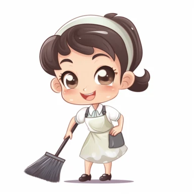 happy cute Housekeeper face, cartoon, clipart, mascot, isolated on white background