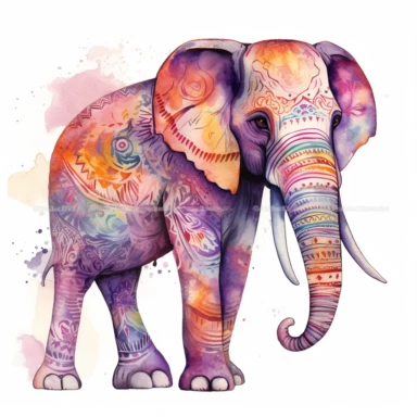 funny, light pink-orange-blue-purple India magicelephant, cartoon style, white background, black outside lines, designs, white background, watercolor pencil drawing, small details, digital art, clipart, super acurate, –testp,