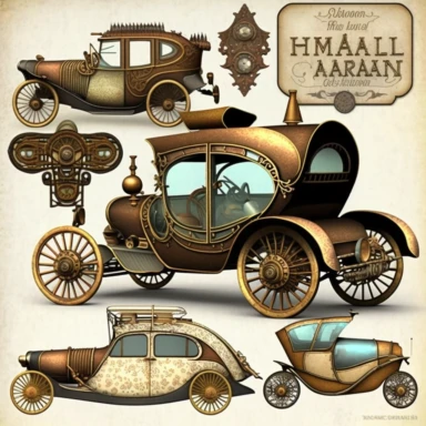 Steampunk Cars Clipart - fantasy clip art graphics and collage sheets for altered art or junk journals