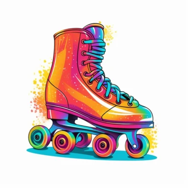 roller skates Side view with coloring rainbow Clipart, Vector Style, High quality, White Background