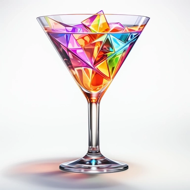 Sharp Illustration of a Martini Cocktail clipart aginst white background, illustration style, vibrant colors, unreal engine 5, detailed illustration, high resolution, high quality, solid white background