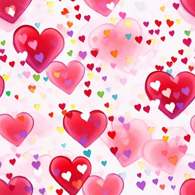 valentines day hearts, colourful hearts, hearts, vector, white background, clipart, Seamless patterns, repeating patterns design, flat illustration, Vector, 4K, Art station, digital print, highly detailed clean, A detailed illustration a field,3D vector art, cute and quirky, fantasy art, watercolor effect, bokeh, Adobe Illustrator, hand-drawn, digital painting, low-poly, soft lighting, bird's-eye view, isometric style, retro aesthetic, focused on the character, 4K resolution, vector image, photo