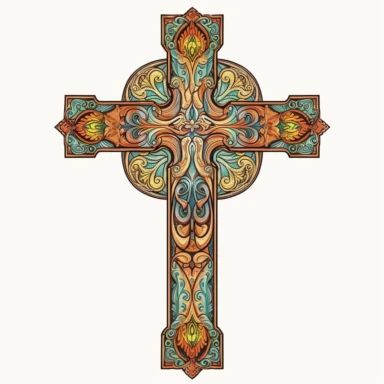 beautiful cross clipart, contour, white background no jesus