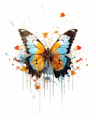 one butterfly colorful on a white background, in the style of florian nicolle, realistic clipart, serge marshennikov, orange, fantastical creatures, sky-blue and maroon, conceptual painting, no watermark, text,,professional lighting,cinematic lighting, long shadows, saturated contrast, hyperdetailed,32k,v--5.0