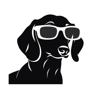 cool Dachshund Dog with sunglasses SVG, black with white background SVG Dxf EPS Png Cdr Ai Pdf Vector Art Clipart instant download Digital Cut Print File Cricut Silhouette