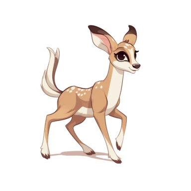 cute gazelle fawn, prancing with joy, its graceful movements captivating, soft pastel colors, clipart, on a white background