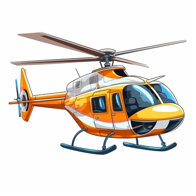 a helicopter, full, no cropping, drawing with broad strokes, in cartoony clipart style, white background, white border