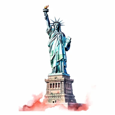 Statue of Liberty - New York City, USA, professional clipart, aquarelle, clean, neat